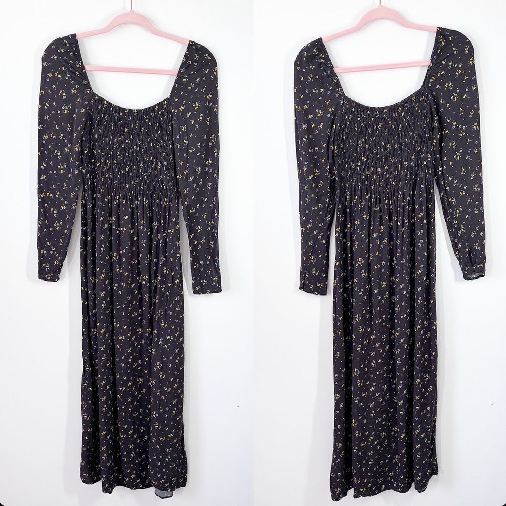 H&M ditzy floral smocked girly midi dress